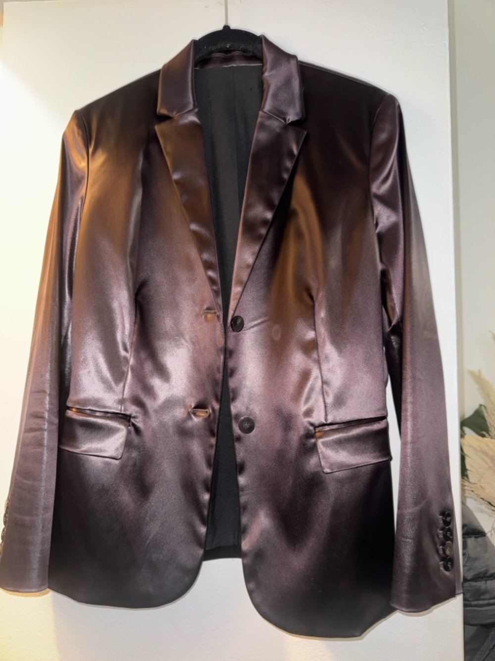 Club Monaco Satin Blazer for women in Midnight plum